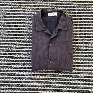 🌿Alex Mill Mens Wash & Go Short Sleeve Brown Black Button Down L